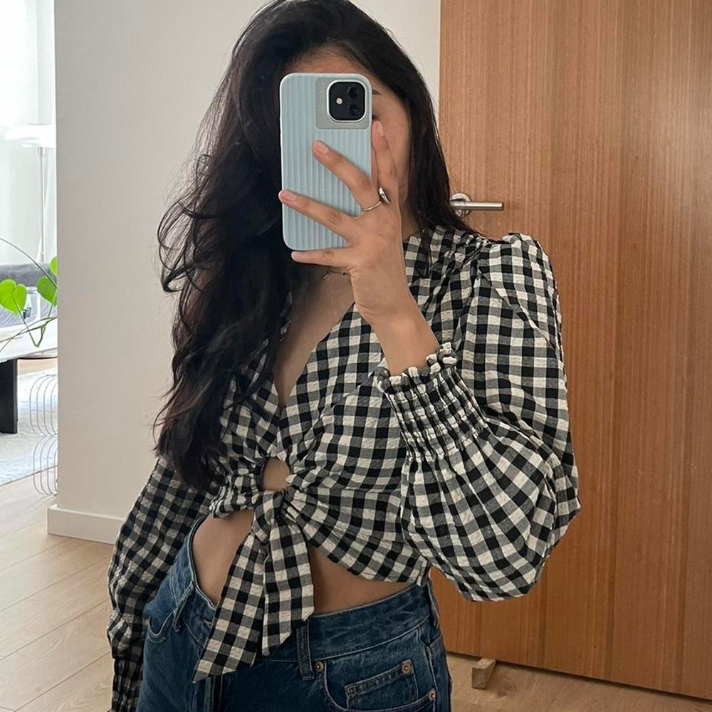 Zara Gingham Top Size M - Picture 7 of 7